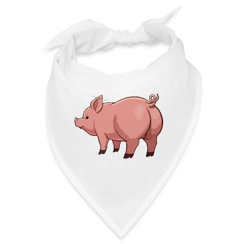 Cartoon-Schwein in Pinktönen - Bandana - Weiß - Vorne