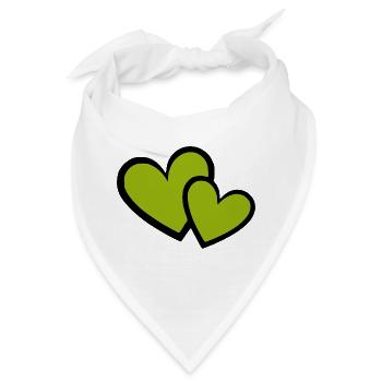 grünes Herz grün grüne Herzen Herzmuster - Bandana - Weiß - Vorne