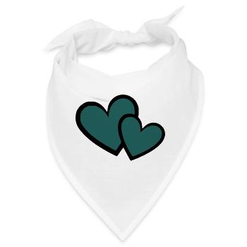 blaues Herz dunkelblau 2 Herzen Herzmuster  - Bandana - Weiß - Vorne