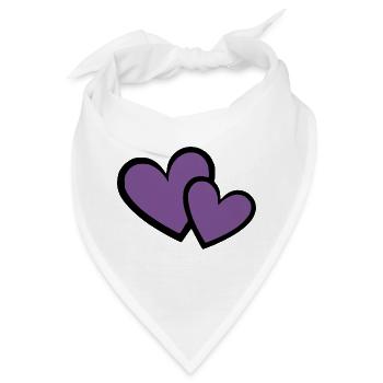 2 violette Herzen Herz violett Herzmuster - Bandana - Weiß - Vorne