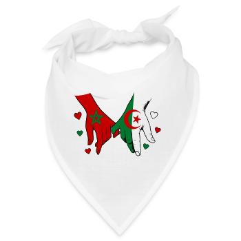 Marokko Algerien Flaggen Händehalten - Bandana - Weiß - Vorne