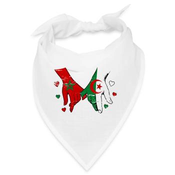 Marokko Algerien Flaggen Händehalten used - Bandana - Weiß - Vorne