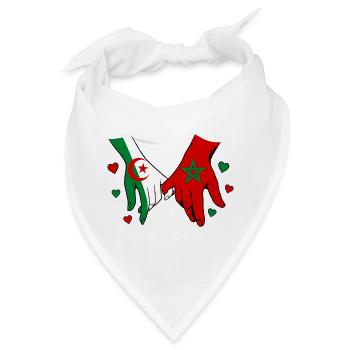 Algerien Morokko Flagge Händehalten - Bandana - Weiß - Vorne