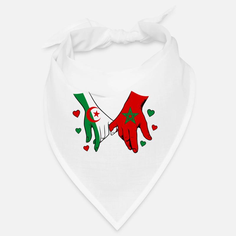 Algérie-Maroc Drapeau main dans la main - Bandana - blanc