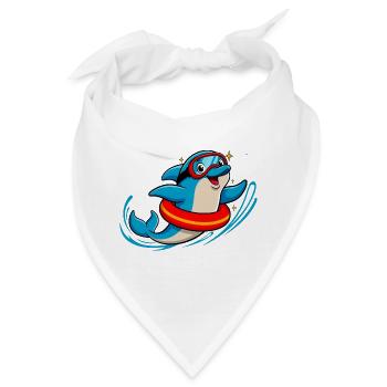 Lustiger Delfin mit Taucherbrille - Bandana - Weiß - Vorne