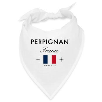 Perpignan Frankreich Koordinaten Reise Souvenir - Bandana - Weiß - Vorne