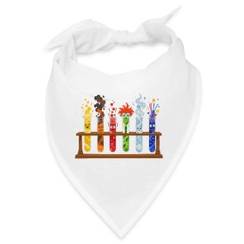 Bunte Reagenzgläser Comicstil - Bandana - Weiß - Vorne