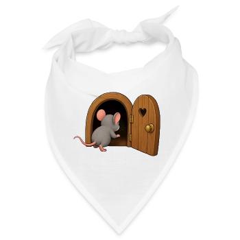 Neugierige Maus und kleine Tür - Bandana - Weiß - Vorne