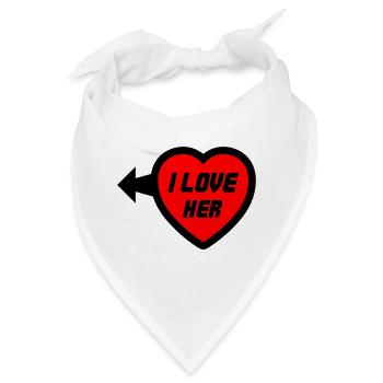 Herz I LOVE HER Typo - Bandana - Weiß - Vorne