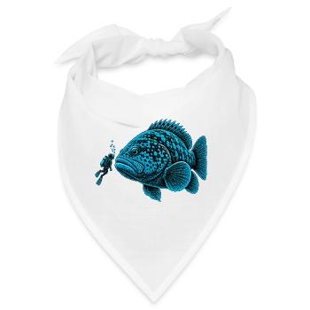Giant Grouper Fish Booping a Scuba Diver - Bandana - Weiß - Vorne