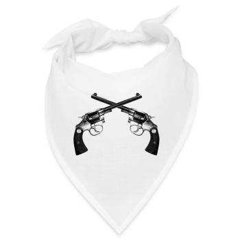 01 Zwei Revolver gekreuzigt gekreuzt - Bandana - Weiß - Vorne