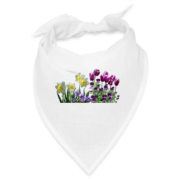 daffodils narzissen tulips tulpen stiefmuetterchen - Bandana - Weiß - Vorne