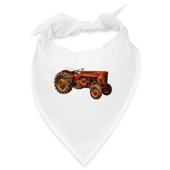 roter Traktor Oldtimer - Bandana - Weiß - Vorne
