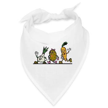 Gemüse Comicfiguren fröhlich - Bandana - Weiß - Vorne