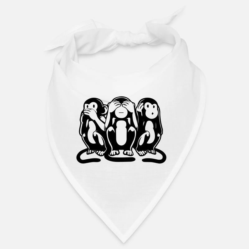 Les 3 singes - Bandana - blanc