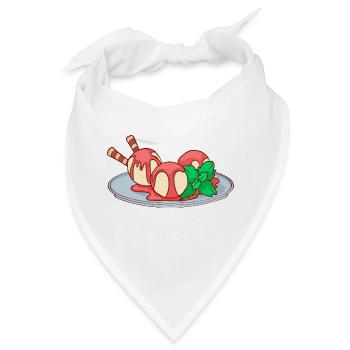 Eis Speiseeis Eiskrem Eiscreme Kugeleis Eisbecher - Bandana - Weiß - Vorne