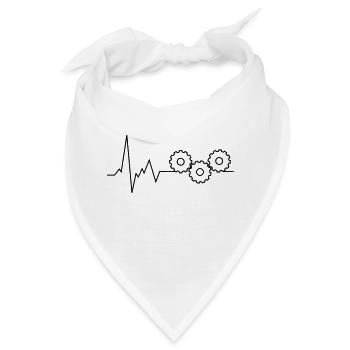 herzschlag zahnräder - Bandana - Weiß - Vorne