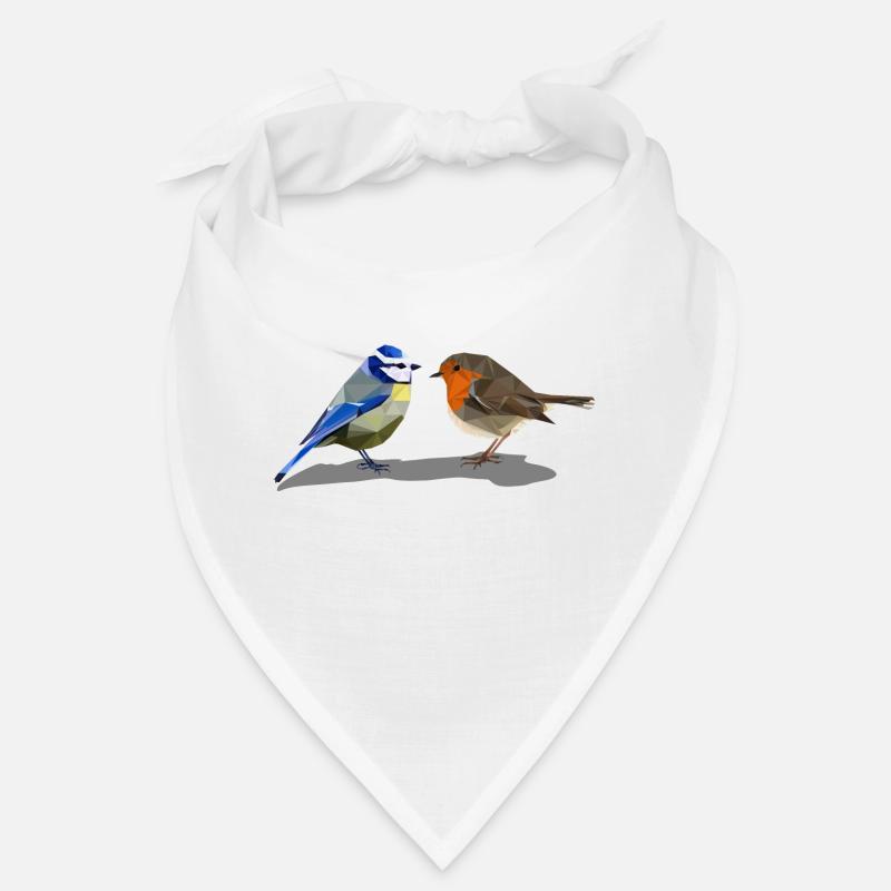Blaumeise Rotkehlchen Polygonstil heimischer Vogel Bandana