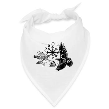 Hugin und Munin mit Vegvisir Valknut - Bandana - Weiß - Vorne