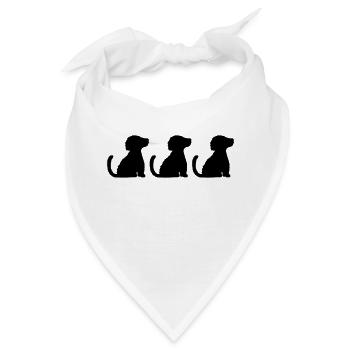 3 brave sitzende Hunde - Bandana - Weiß - Vorne