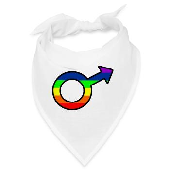 Gender Man Logo mit Regenbogen - Bandana - Weiß - Vorne
