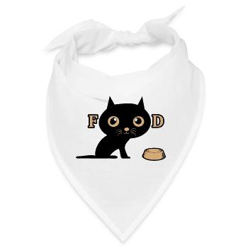 Süße Katze hat Hunger - Bandana - Weiß - Vorne