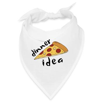 Cartoon-Peperoni-Pizza – Abendessen-Idee - Bandana - Weiß - Vorne