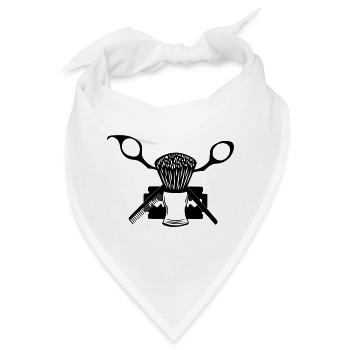 Schere, Rasierpinsel, Rasierklinge - Bandana - Weiß - Vorne