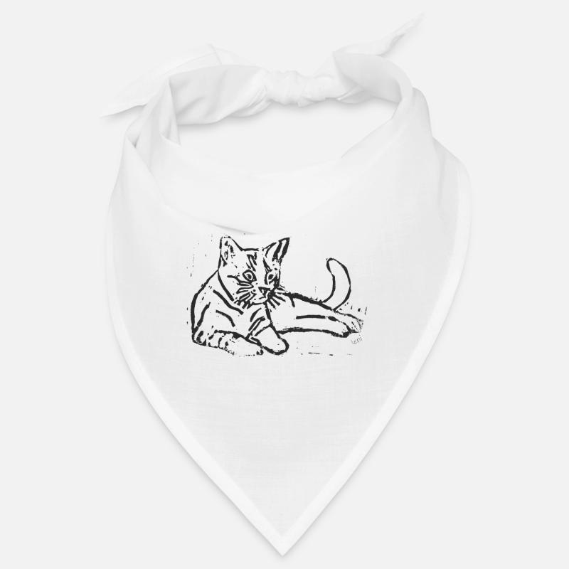 Elegant sketch print with cat Bandana