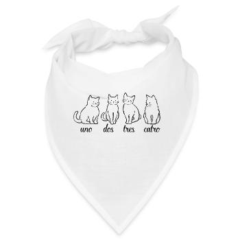 Uno dos Tres Catro Fun Cat Spanische Katzen Design - Bandana - Weiß - Vorne