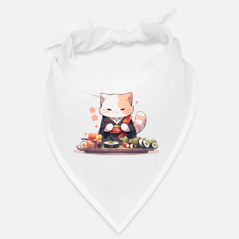 Chat samouraï mange des sushis Bandana