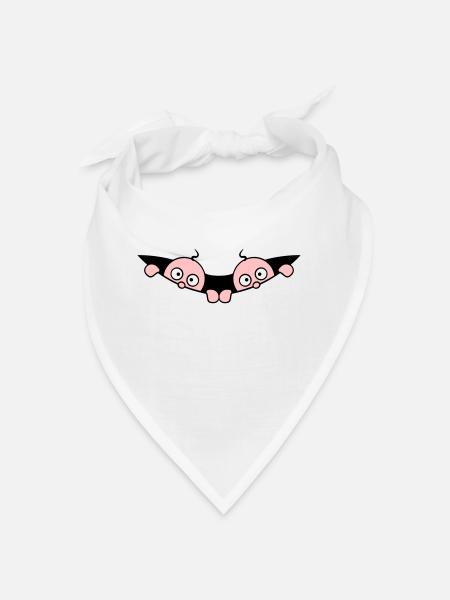 Comic Twins Peeking Out Belly 2 Bébés Enceintes - Bandana - blanc