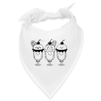 Cartoon Eisbecher - Bandana - Weiß - Vorne