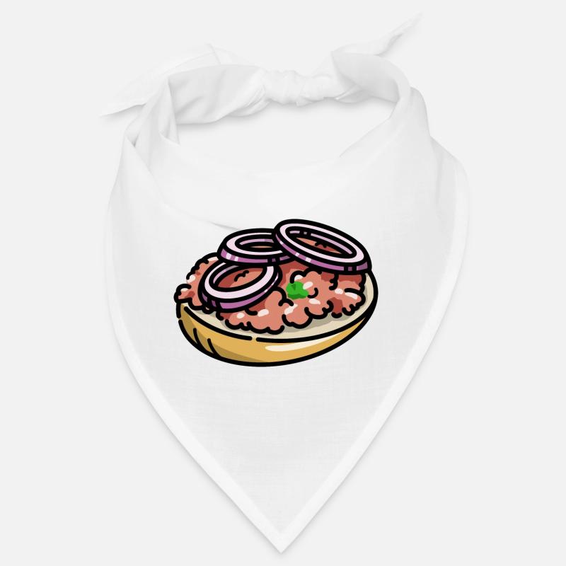 Comic Mettbrötchen Mett Hack Brötchen Zwiebeln - Bandana - Weiß