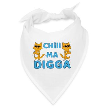 Chill ma Digga - lustige katze mit Sonnenbrille - Bandana - Weiß - Vorne