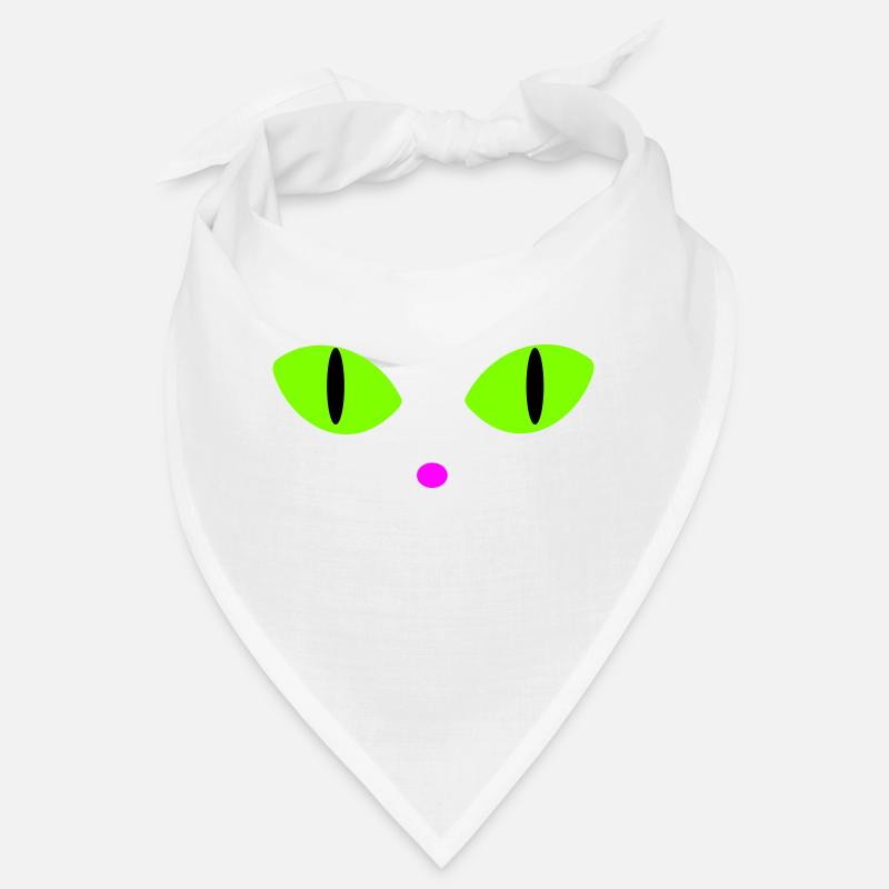 Yeux de chat verts - Bandana - blanc