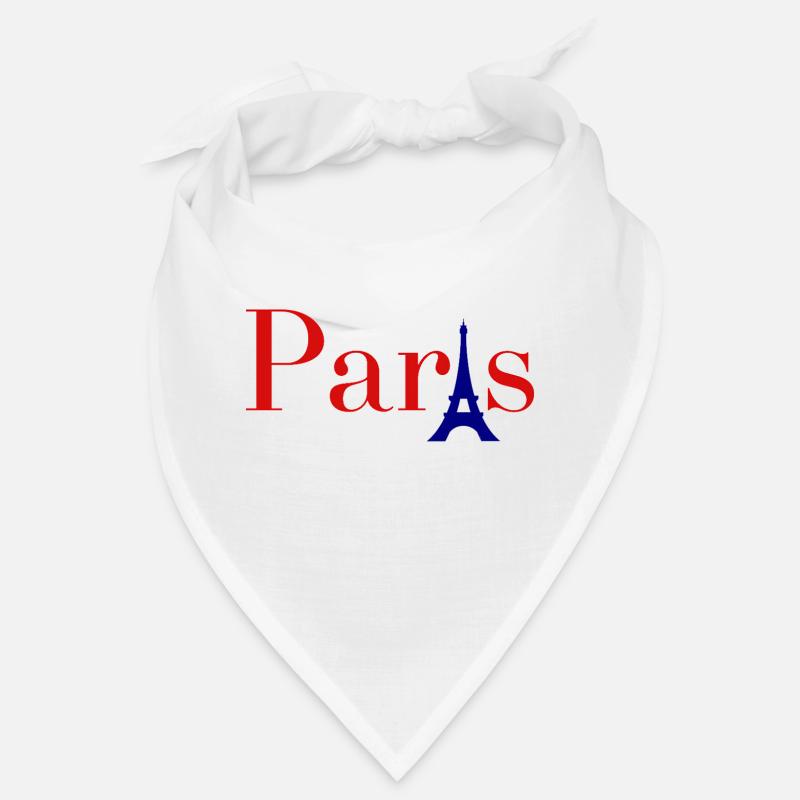 Roter Text in Paris mit blauem Eiffelturm Bandana