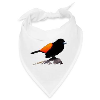 Schwarzes Raben-Orange-Gefieder - Bandana - Weiß - Vorne