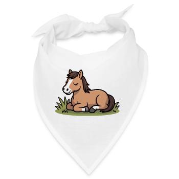 Kuscheliges Pferdchen im Gras - Bandana - Weiß - Vorne