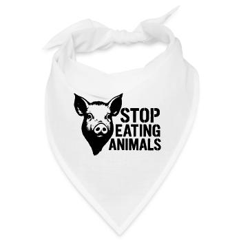 Schweinekopf Protest Stoppt Tieressen - Bandana - Weiß - Vorne
