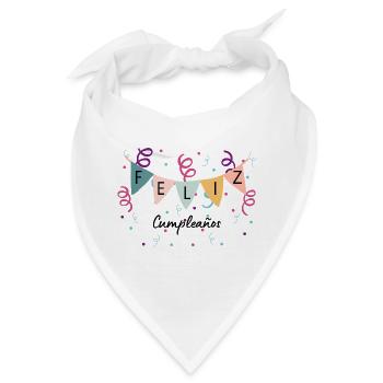Feierlaune mit Wimpelkette - Felix Cumpleanos  - Bandana - Weiß - Vorne