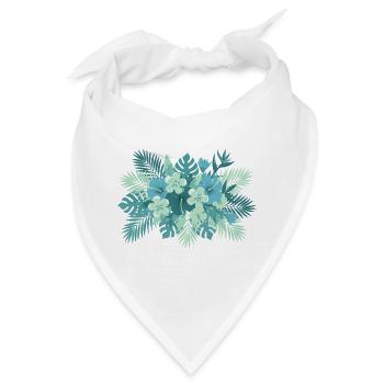 Tropische Blaugrün Florale Komposition - Bandana - Weiß - Vorne