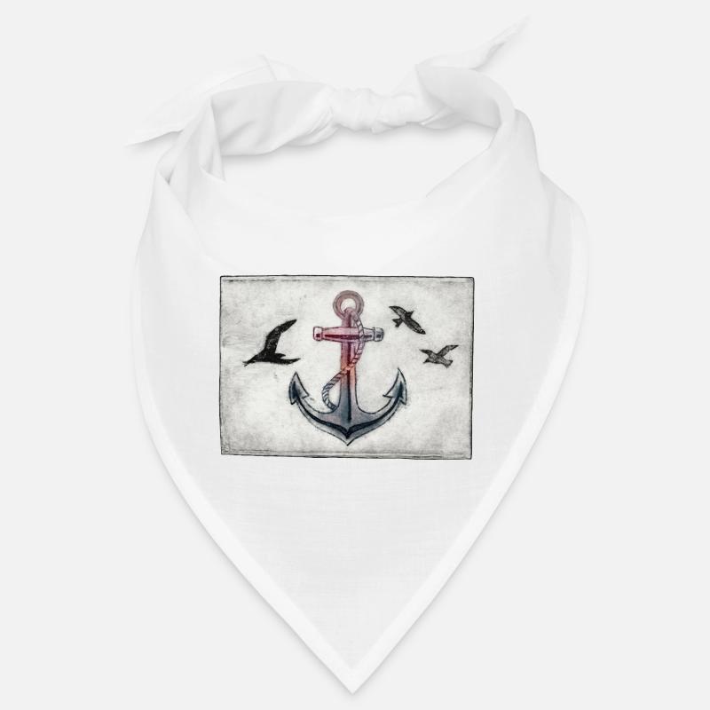 Anker mit Möwen - handgeschnitzte Druckvorlage Bandana