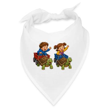 Kinder Schildkrötenrennen im Bollerwagen Spaß - Bandana - Weiß - Vorne