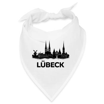 Lübeck Skyline - Bandana - Weiß - Vorne