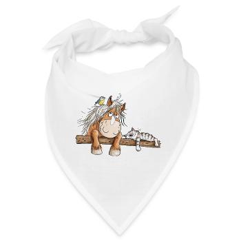 Pferd Katze Stall Reiter Bauernhof Tierfreunde - Bandana - Weiß - Vorne