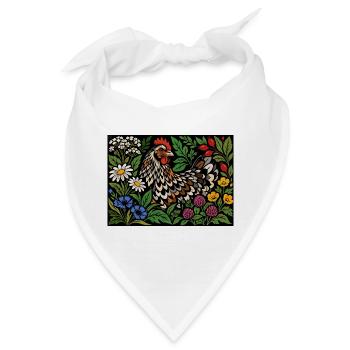 Blumenhühner-Volkskunstgarten - Bandana - Weiß - Vorne