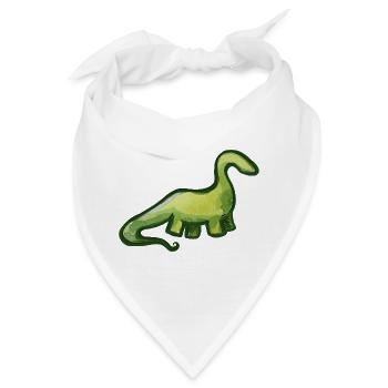 Salbeigrüner Aquarell-Dino - Bandana - Weiß - Vorne