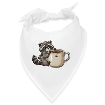 Tired Raccoon Coffee Design - Bandana - Weiß - Vorne