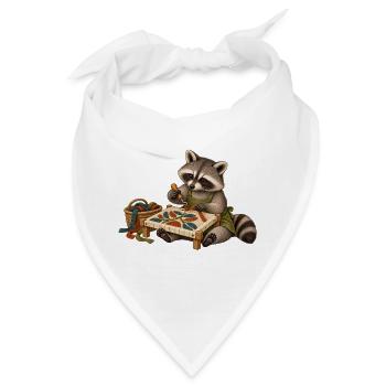 Waschbär zieht Wollschlingen - Bandana - Weiß - Vorne